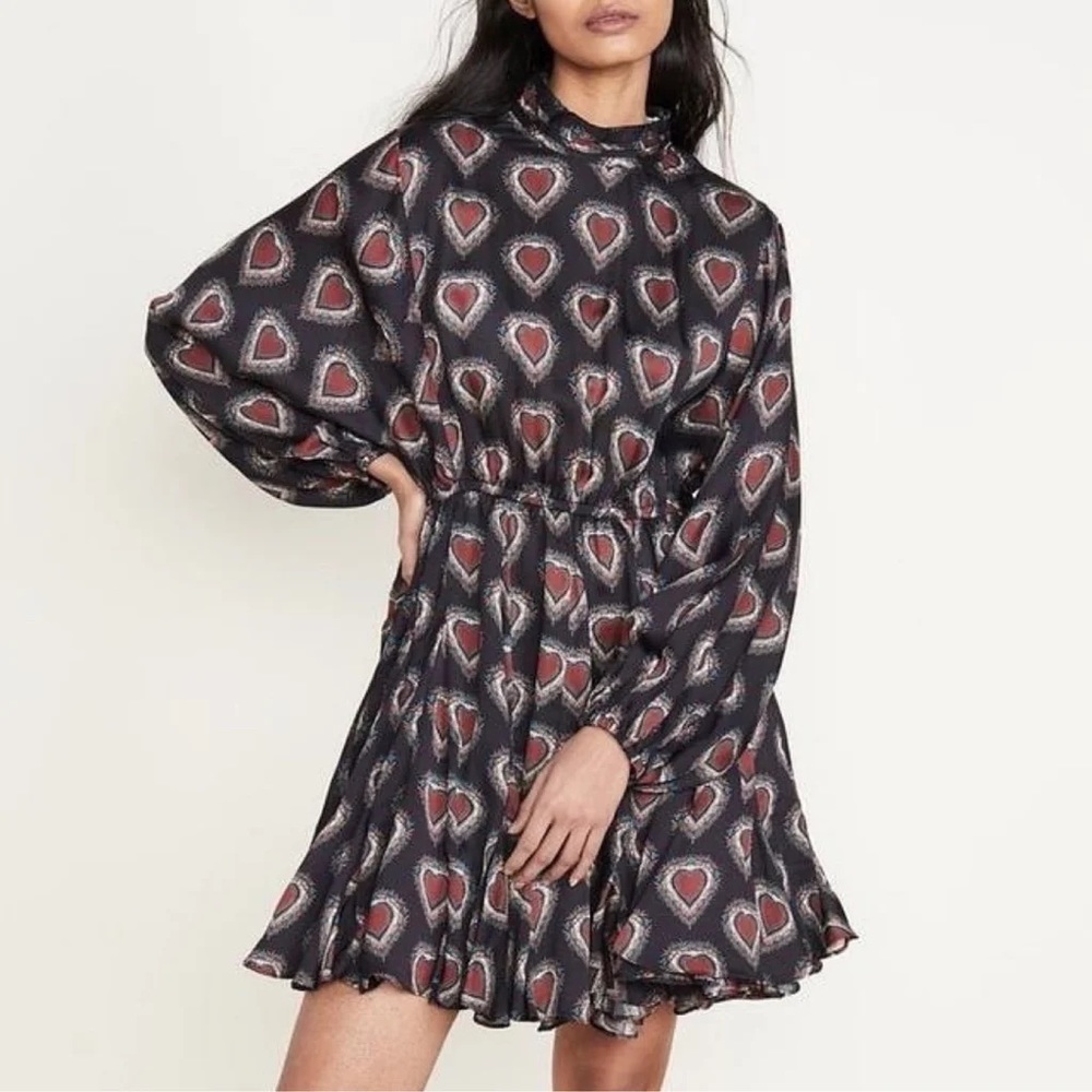 Rhode Caroline Mock Neck Mini Dress Ebony Heart